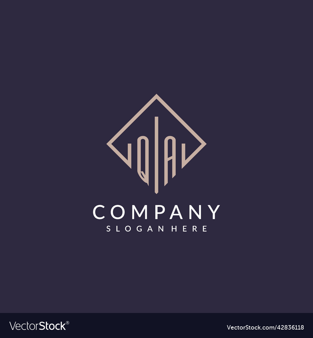 Qa initial monogram logo with rectangle style Vector Image Qa initial monogram logo with rectangle style