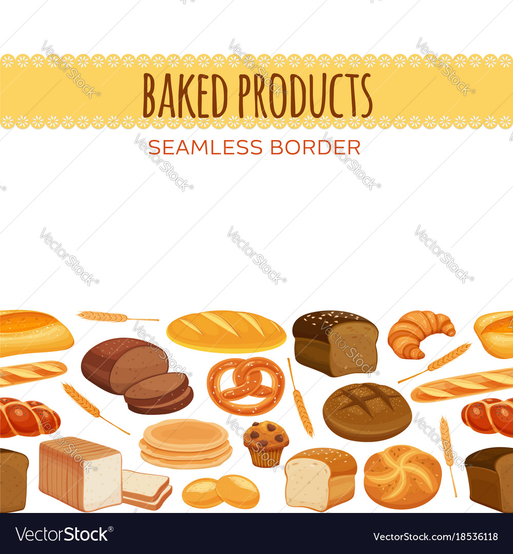 Seamless border with bread Royalty Free Vector Image