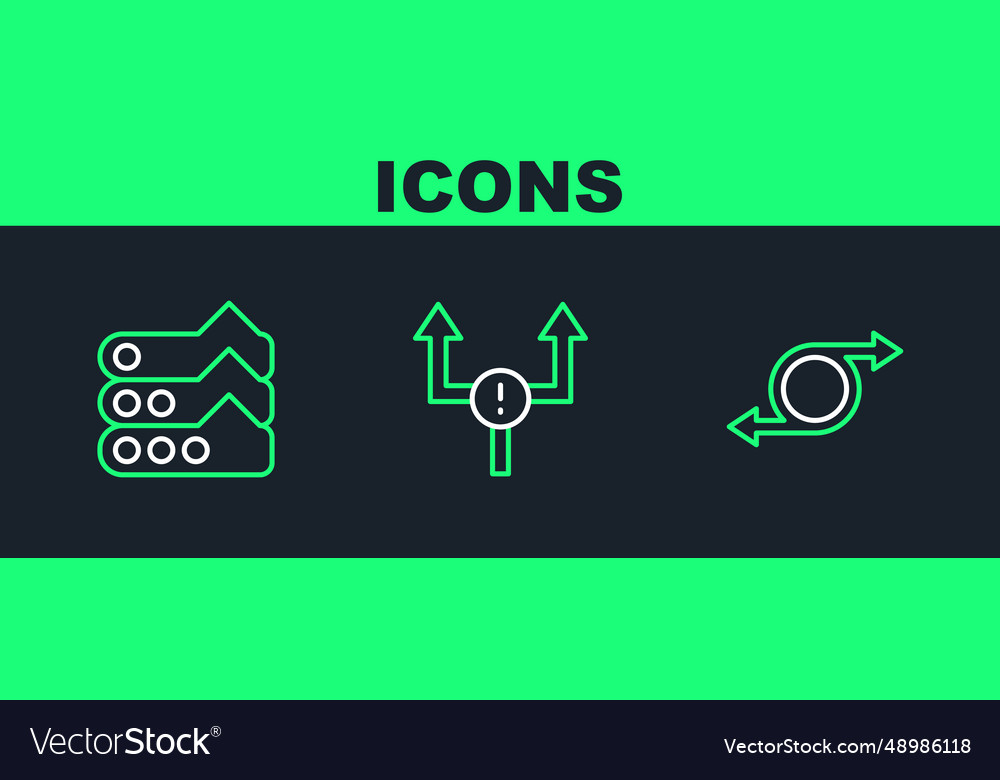 Set line arrow graph chart diagram and icon