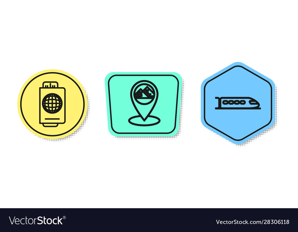 Set line passport with ticket map pointer vector image Set line passport with ticket map pointer