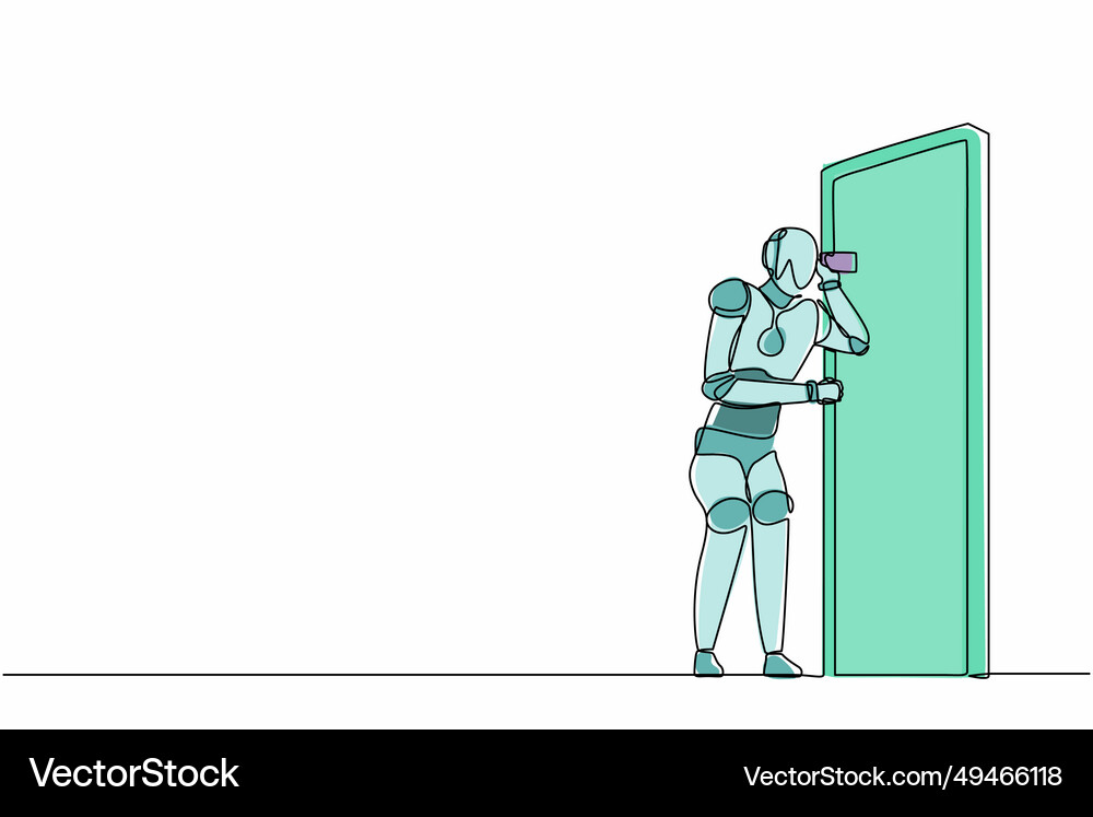 Single Continuous Line Drawing Robot Royalty Free Vector