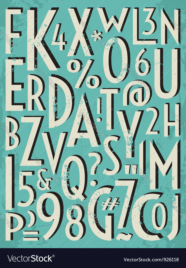 Vintage letters and numbers Royalty Free Vector Image