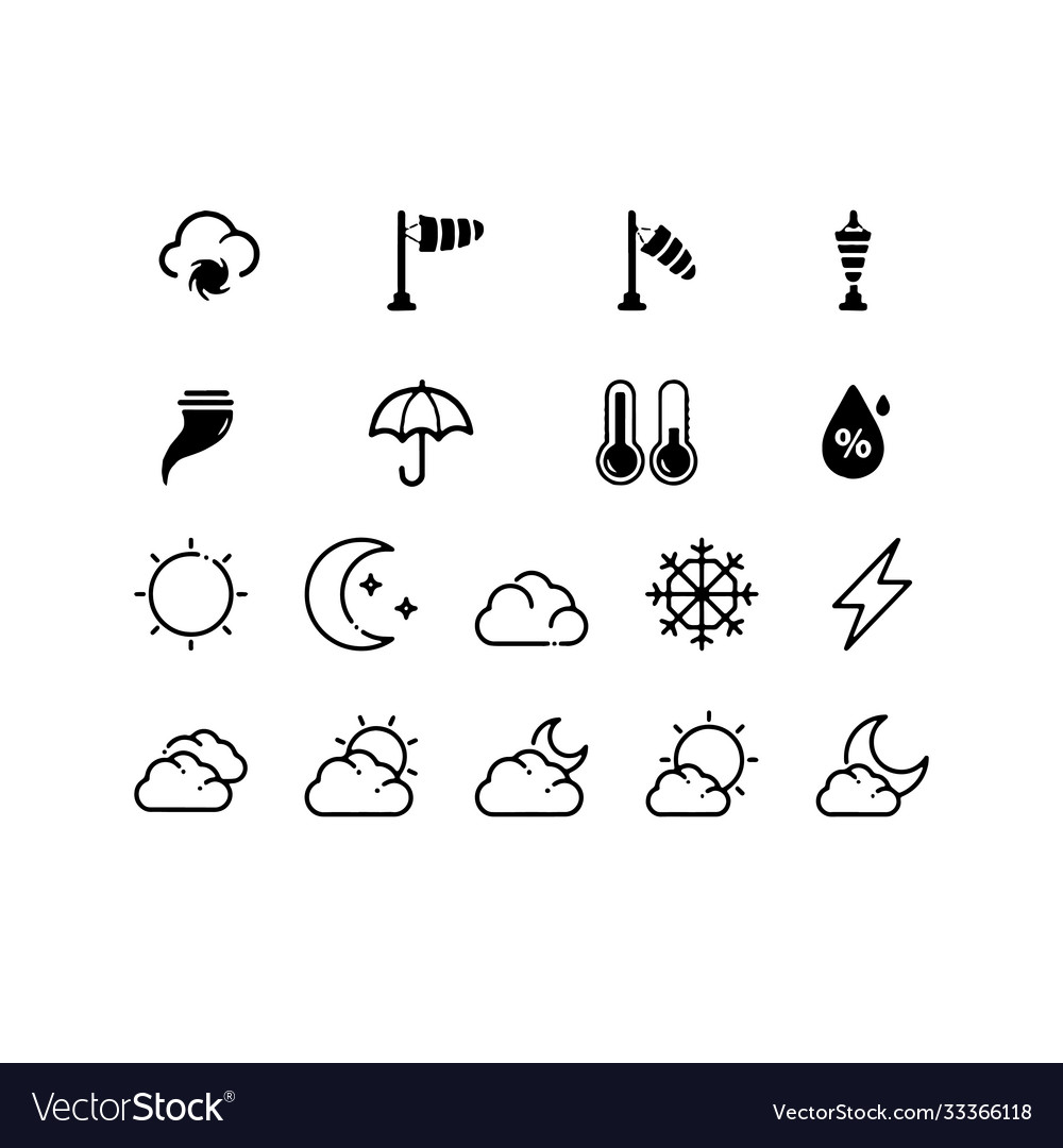 Weather icons set design vector image Weather icons set design