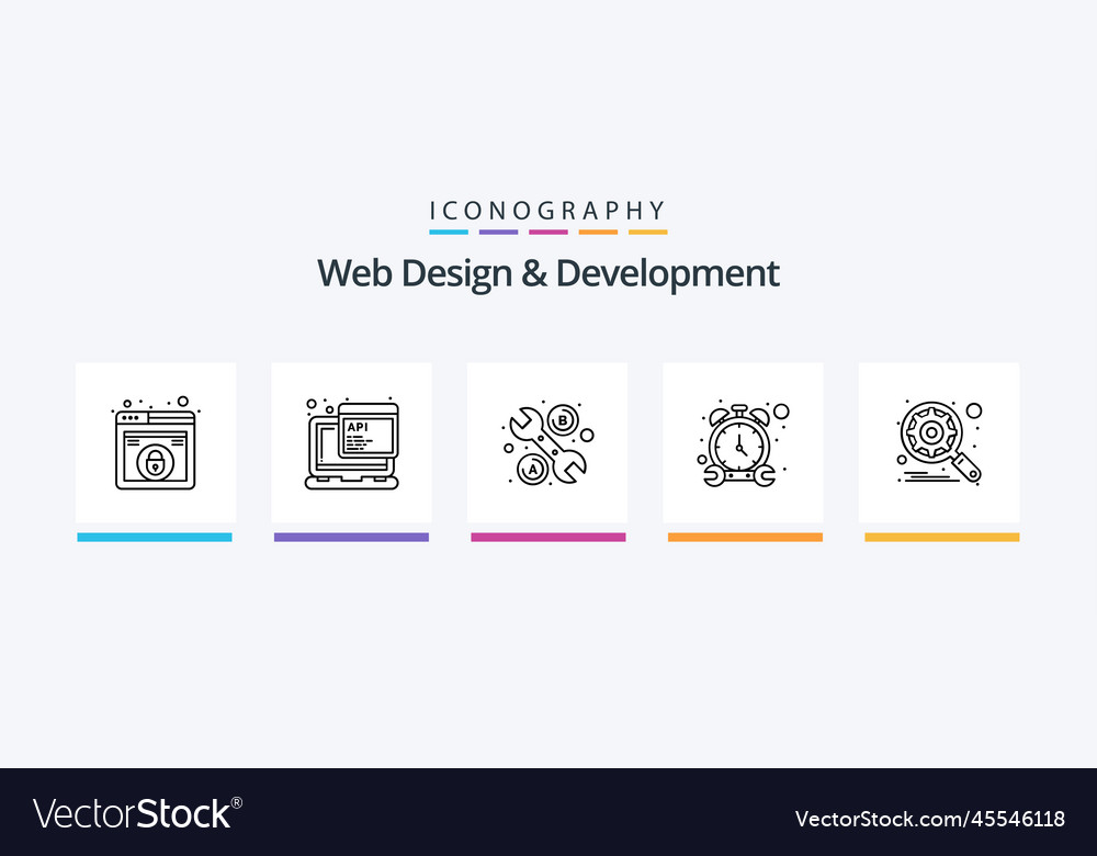 Web design and development line 5 icon pack