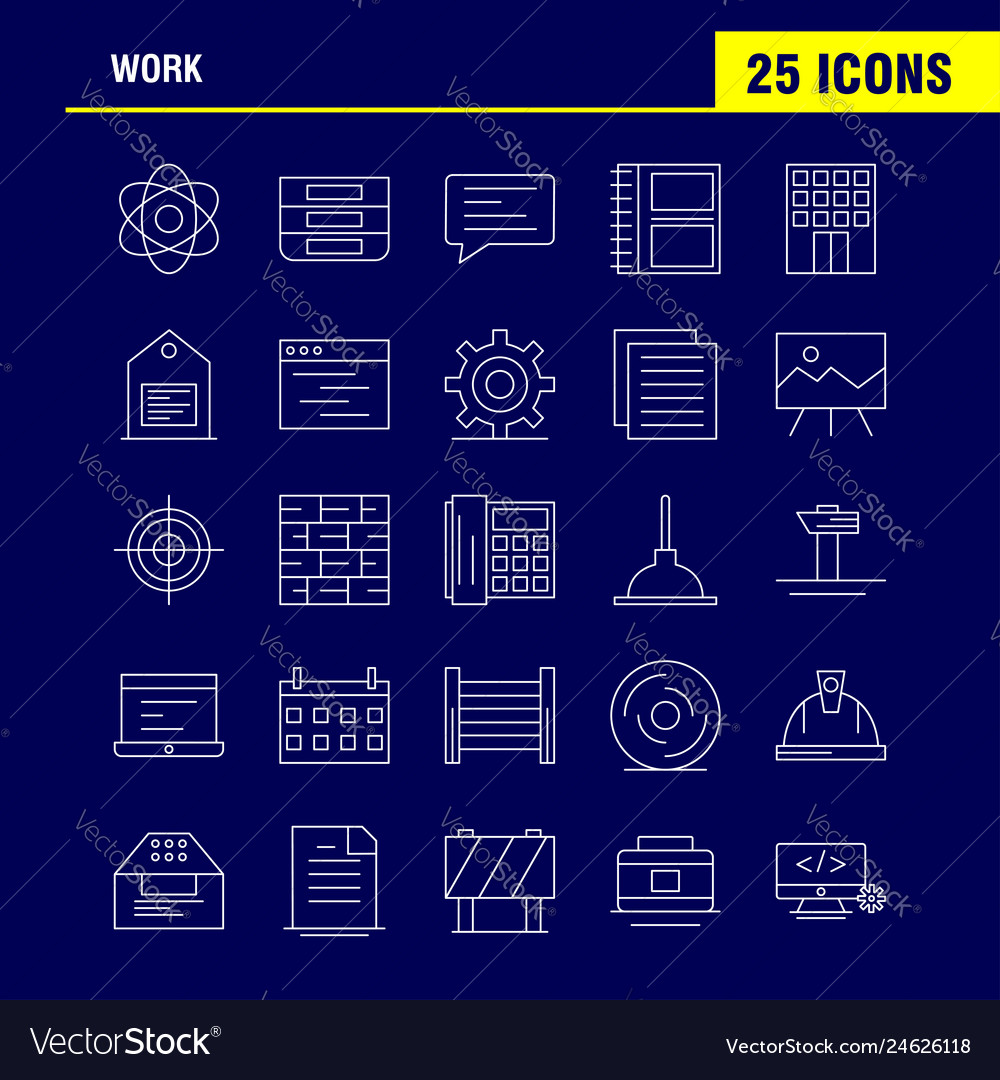 Work line icon for web print and mobile uxui kit vector image Work line icon for web print and mobile uxui kit