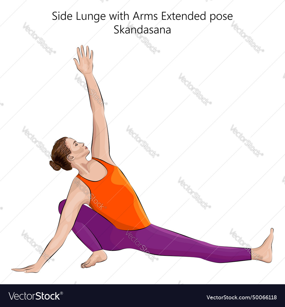 Yoga pose skandasana with arms extended Royalty Free Vector