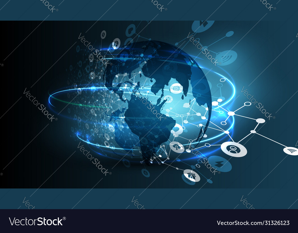 Blue abstract network background with globe