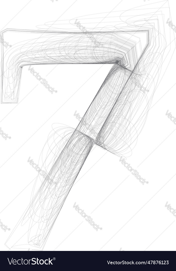 Doodle digital drawn sketch number 7 Royalty Free Vector