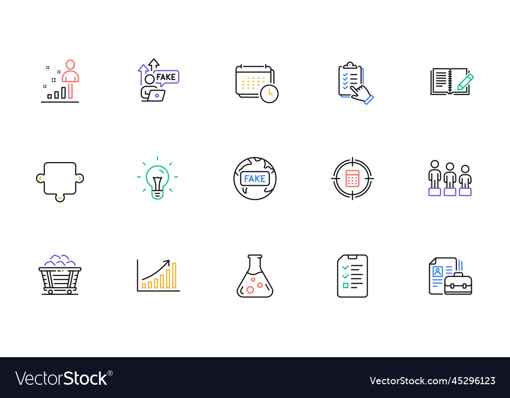 Equality calendar and interview line icons vector image Equality calendar and interview line icons