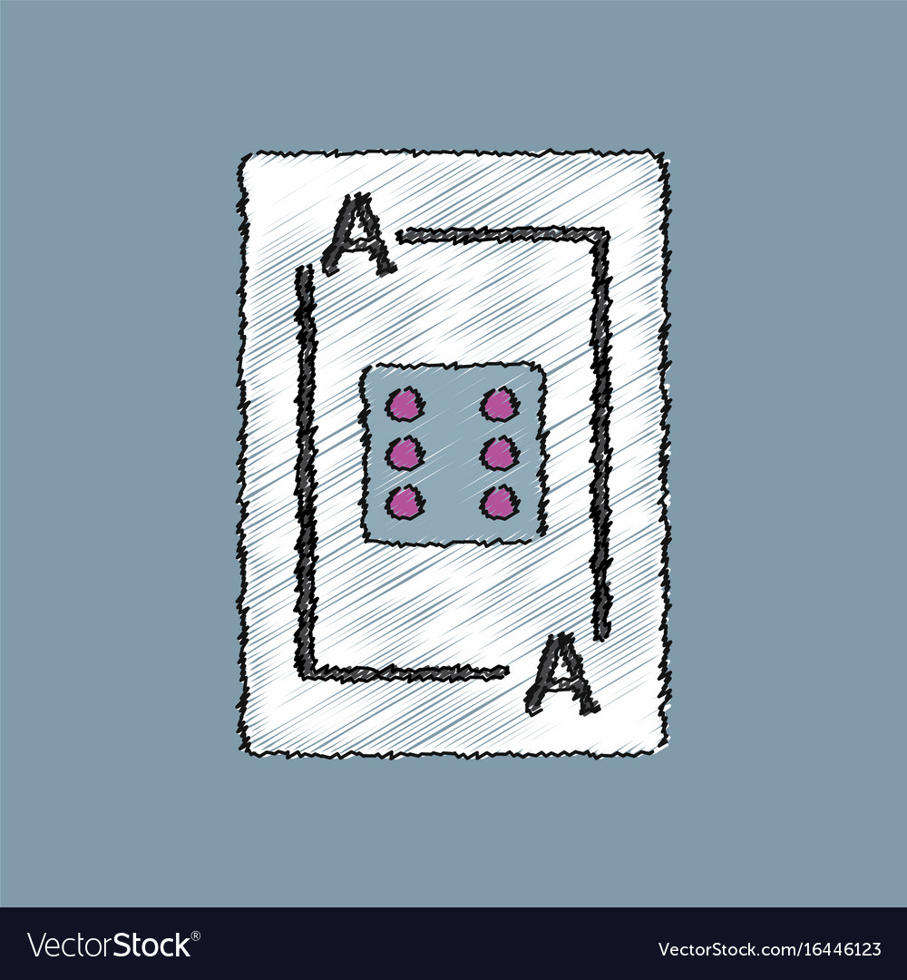 Flat shading style icon dice on playing card