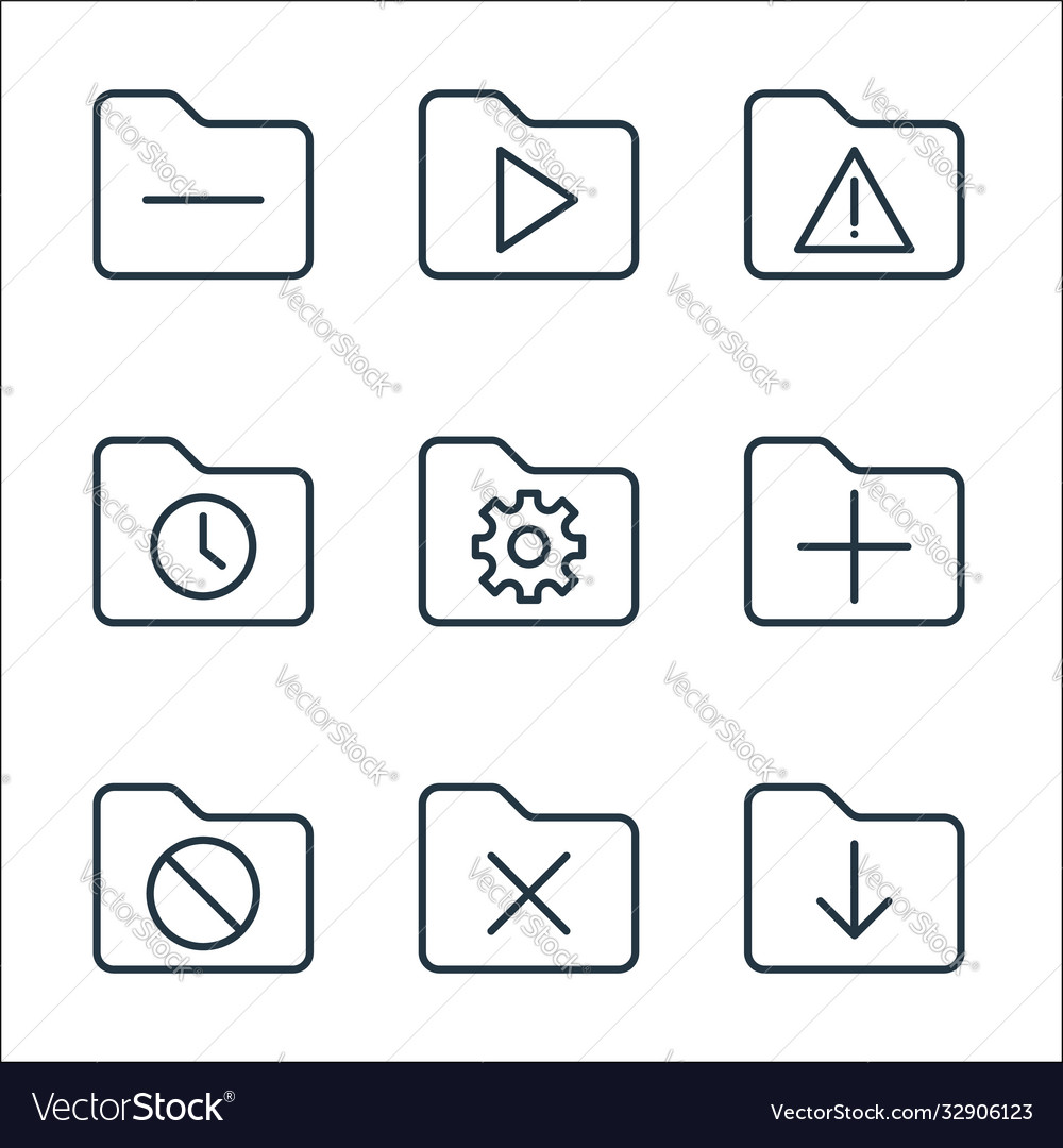 Folder line icons linear set quality Vector Image Folder line icons linear set quality