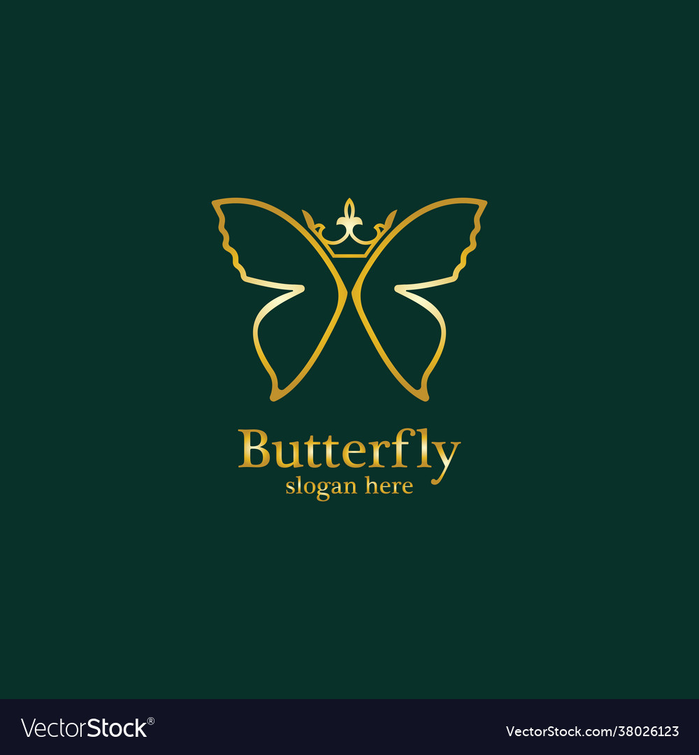 Golden butterfly logo royal logotype