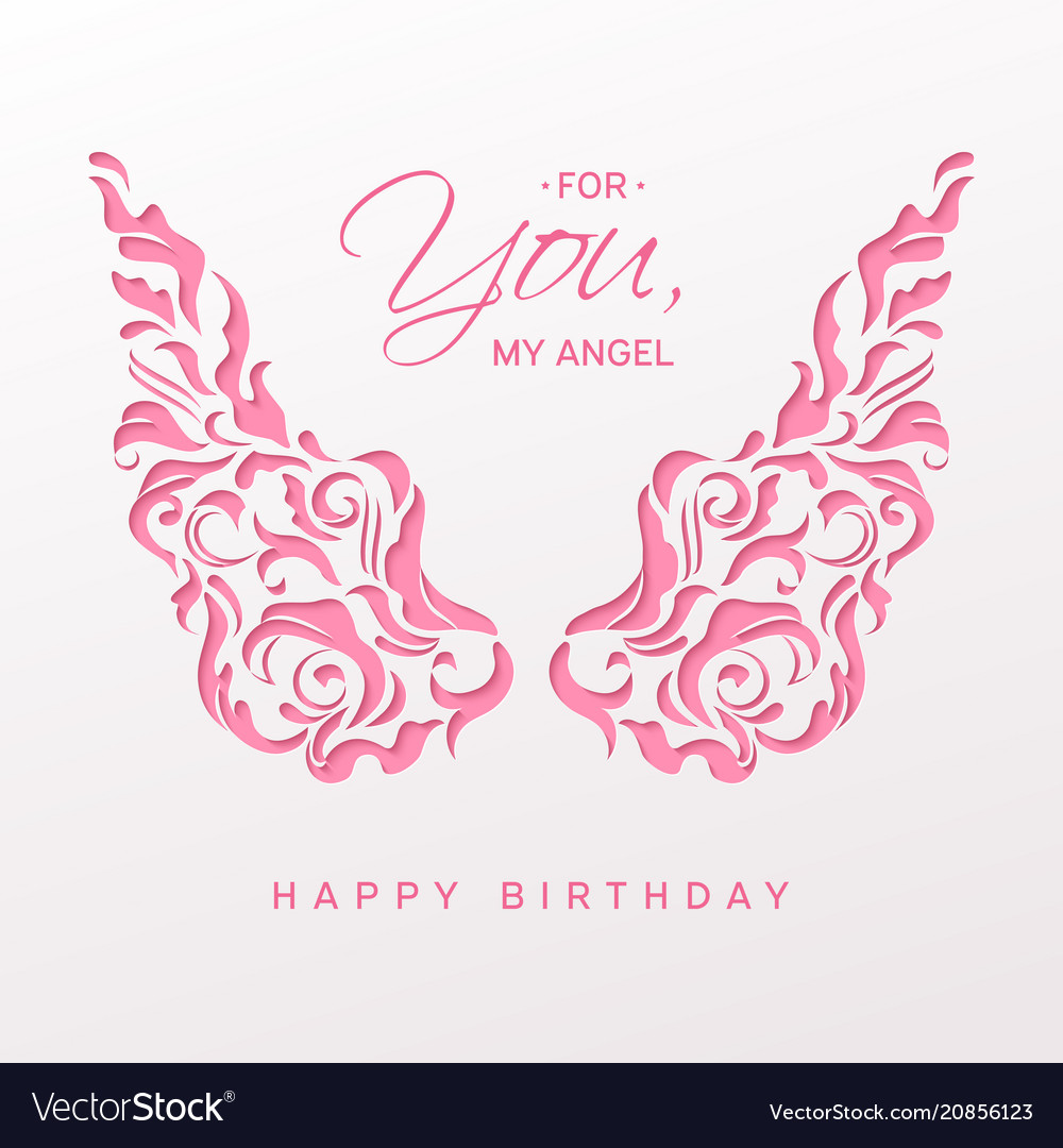 Happy birthday card with angel wings Royalty Free Vector