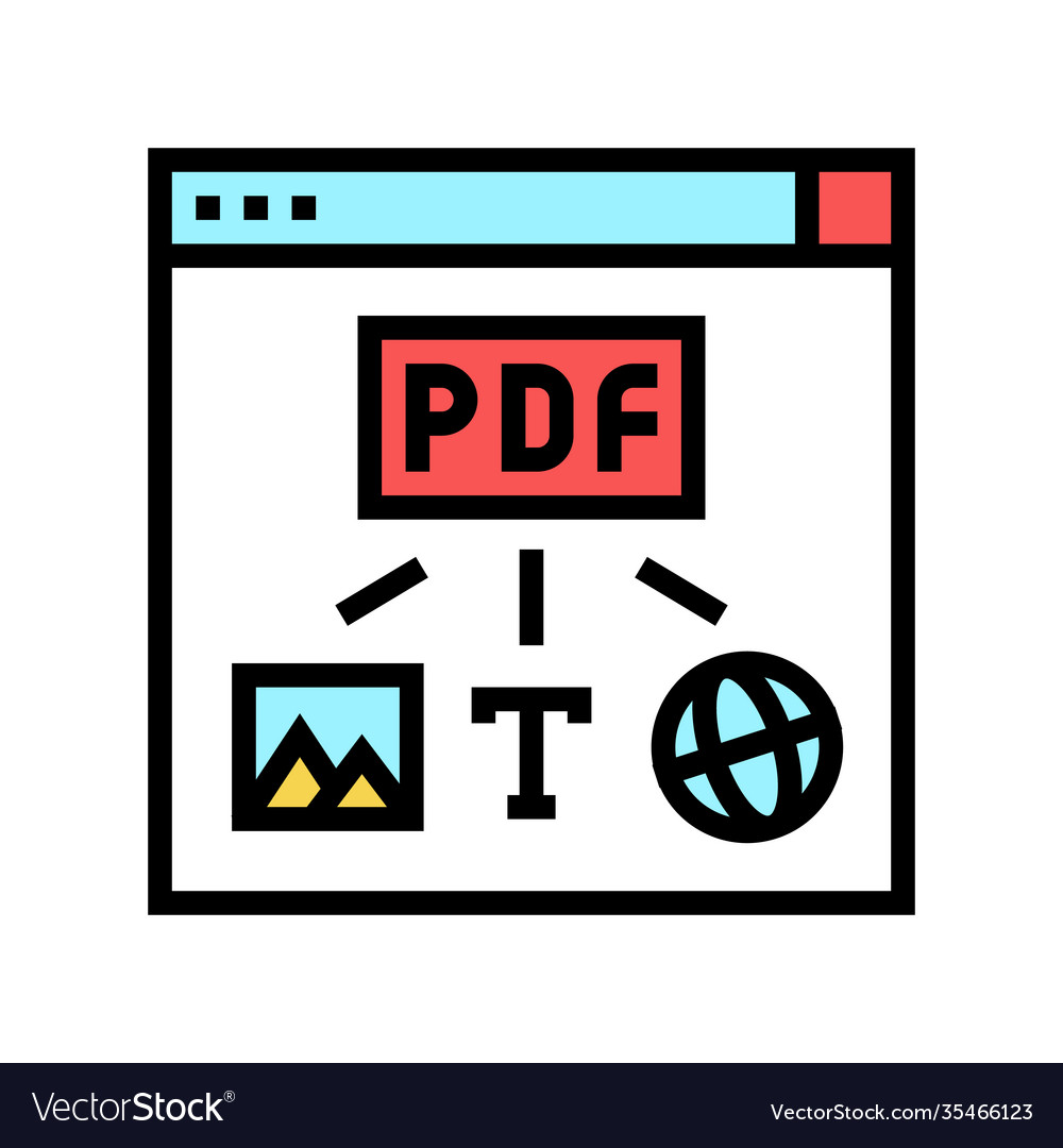 Bildtext und Webseite Seite zu pdf Dateifarbe vector image Bildtext und Webseite Seite zu pdf Dateifarbe