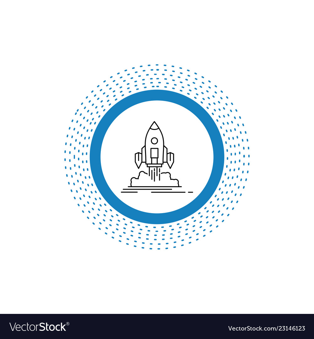 Launch mission shuttle startup publish line icon