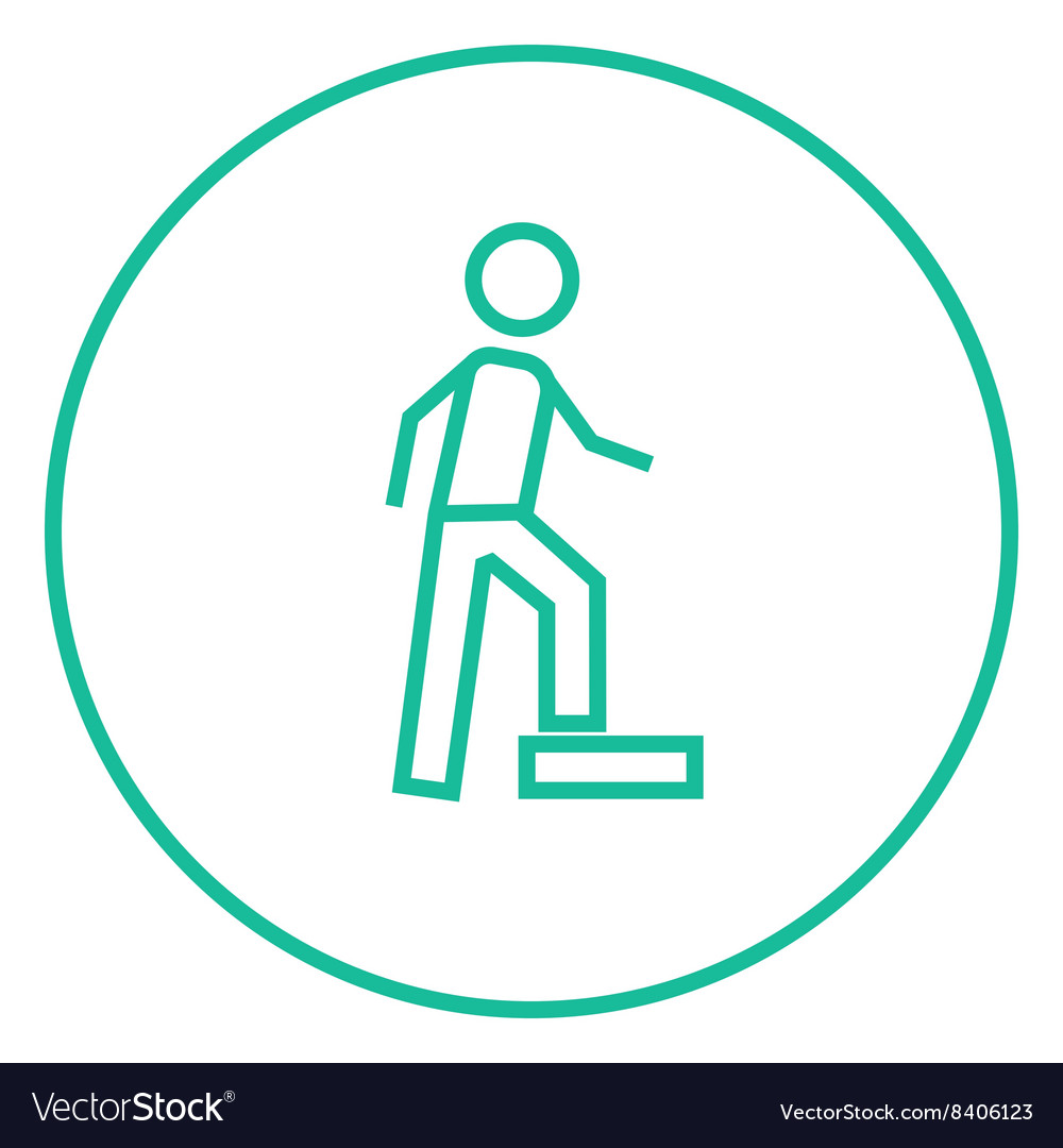 Man doing step exercise line icon