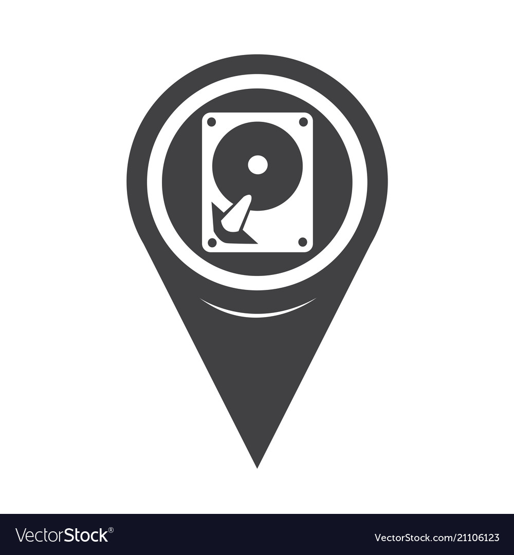 Map pointer hard disc icon vector image Map pointer hard disc icon
