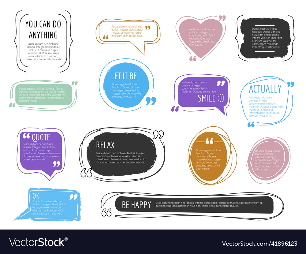 Message frames quote boxes colorful design vector image Message frames quote boxes colorful design