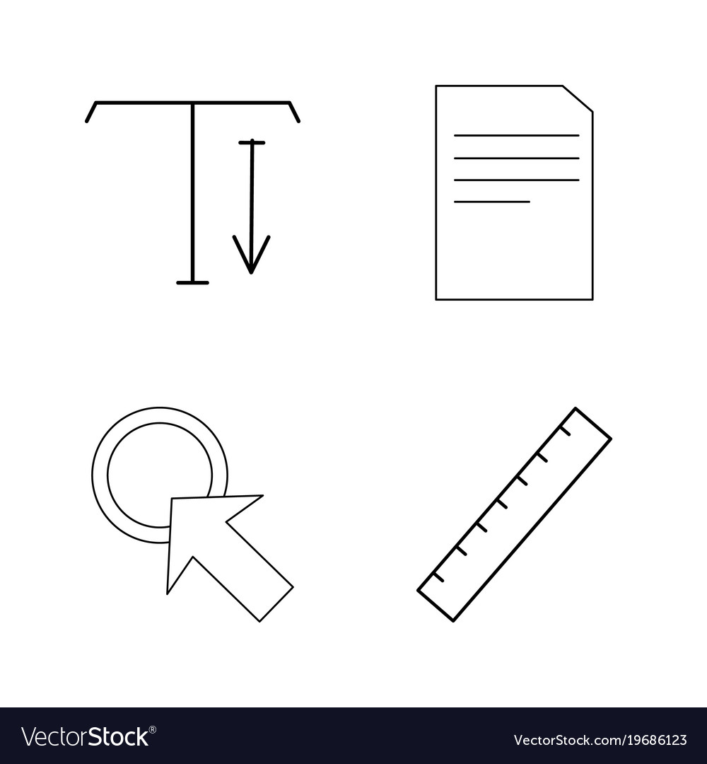 Office simple linear outline icon set