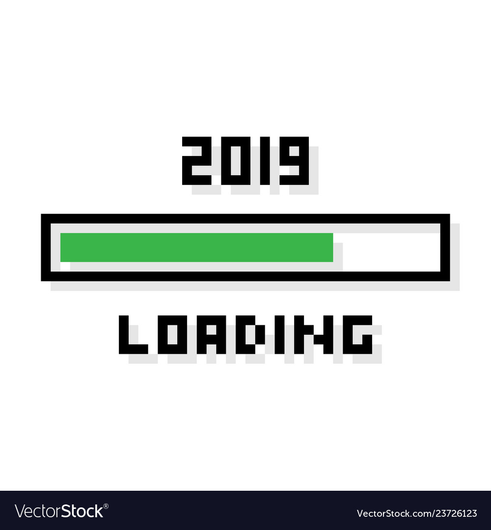 Pixel style 2019 year loading bar status
