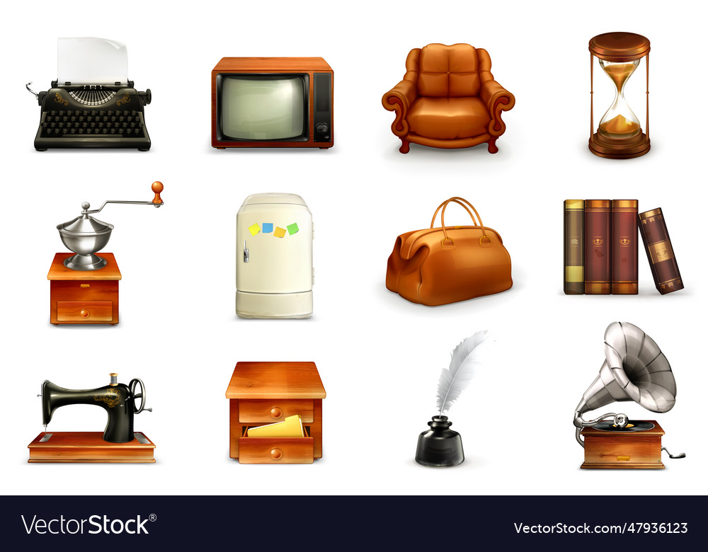 Retro objects 3d set