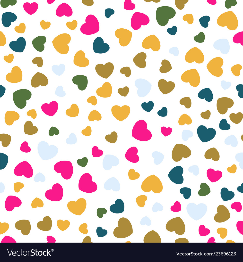 Seamless pattern with flat color hearts vector image Seamless pattern with flat color hearts