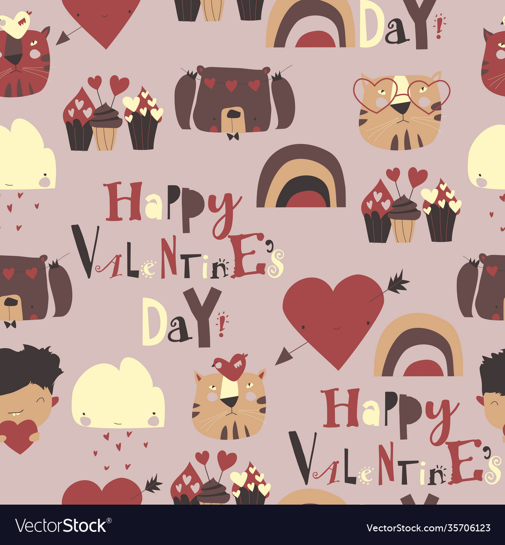Seamless pattern with valentines day elements