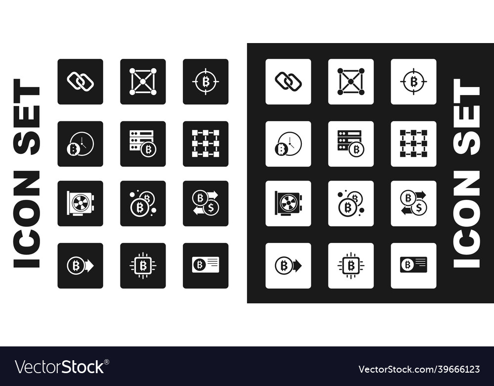 Set bitcoin in the target server vector image Set bitcoin in the target server