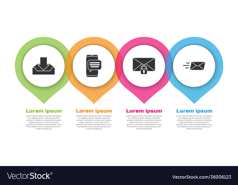 Set download inbox chat messages notification vector image Set download inbox chat messages notification