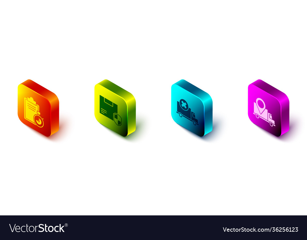 Set isometric verification delivery list vector image Set isometric verification delivery list