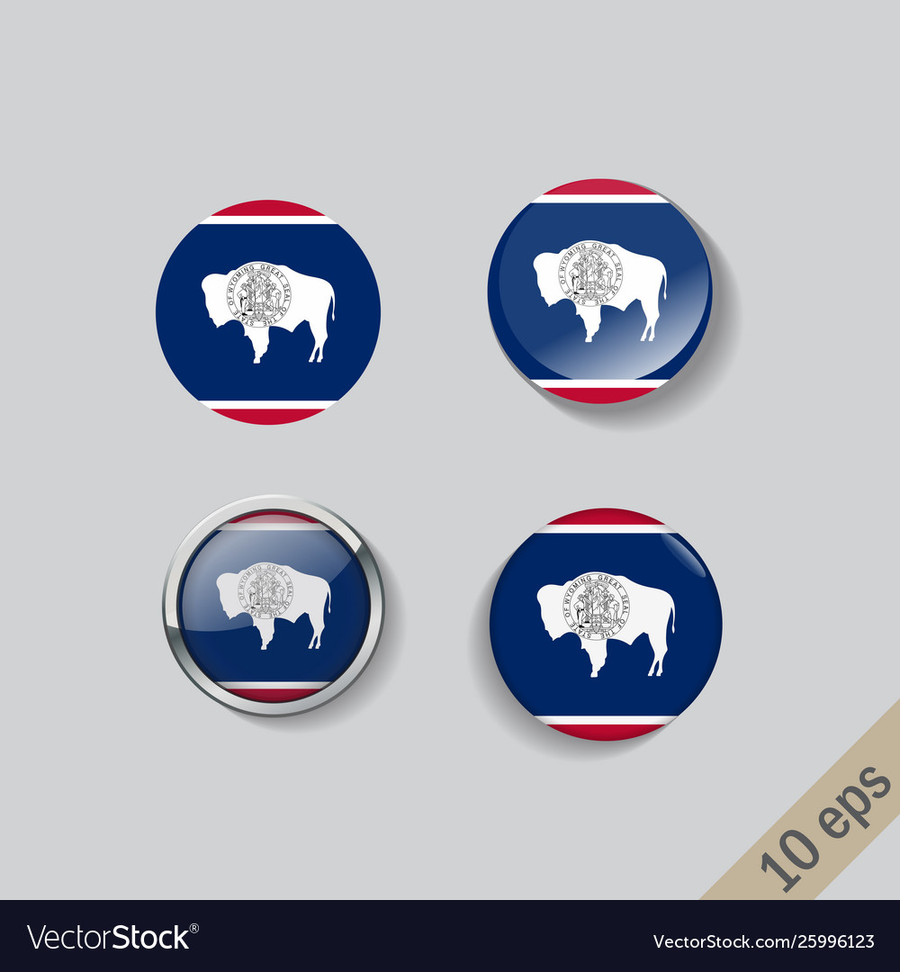 Set round buttons with image wyoming vector image Set round buttons with image wyoming