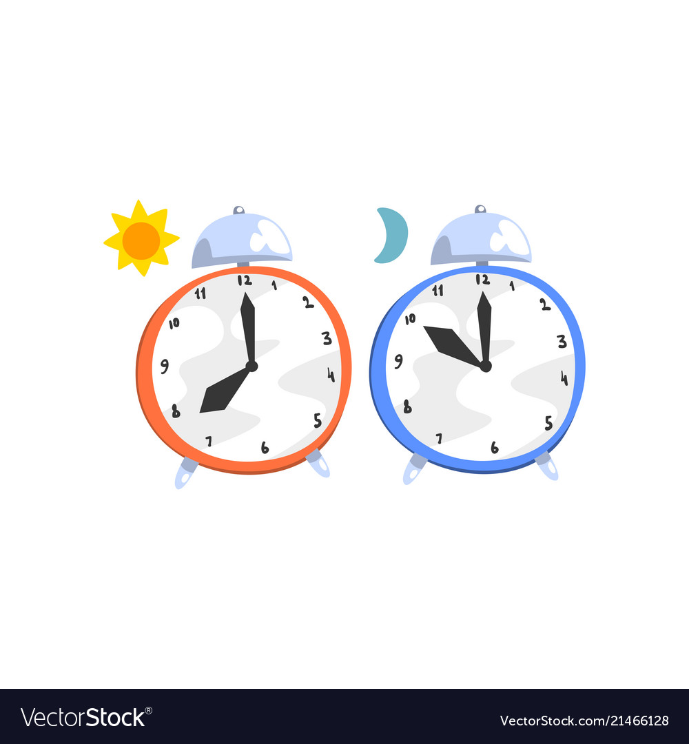 Alarm clocks day and night concept