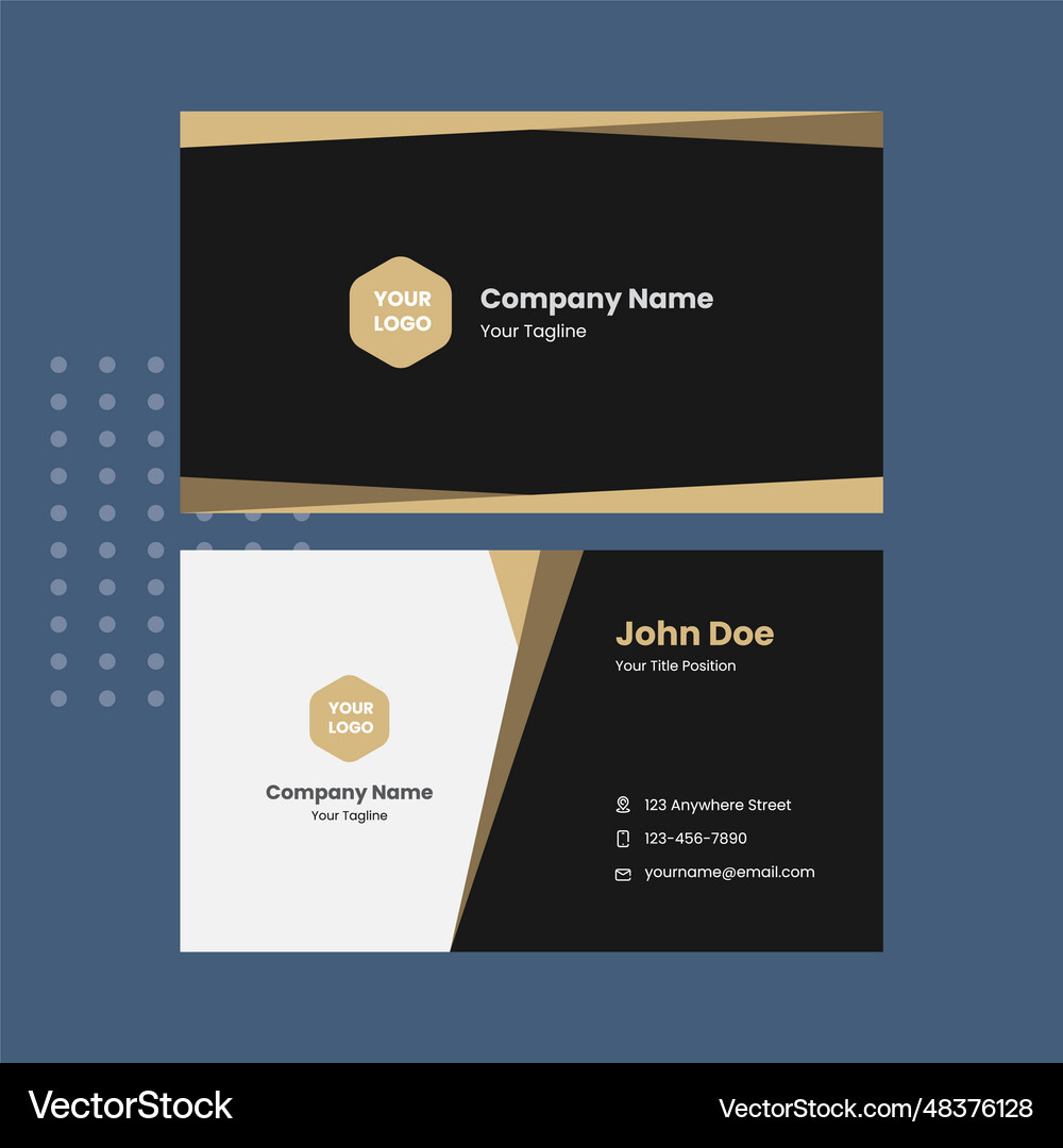 Black and gold business card template Royalty Free Vector