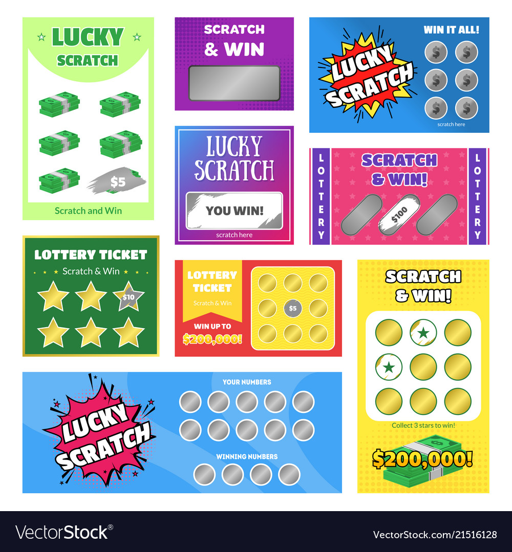 Cartoon scratch cards different types set Vector Image