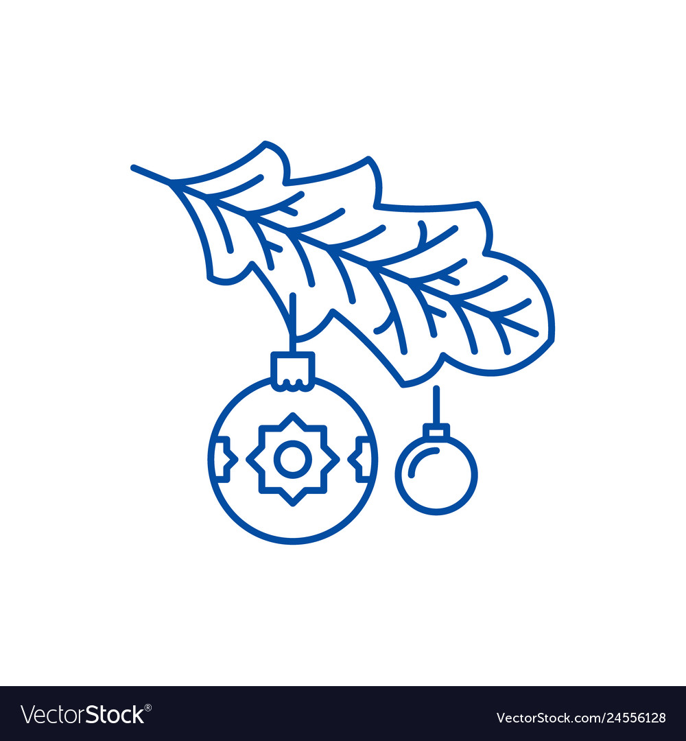 Christmas tree branch line icon concept