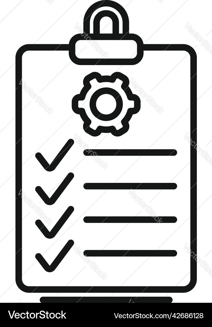Clipboard icon outline work complete Royalty Free Vector