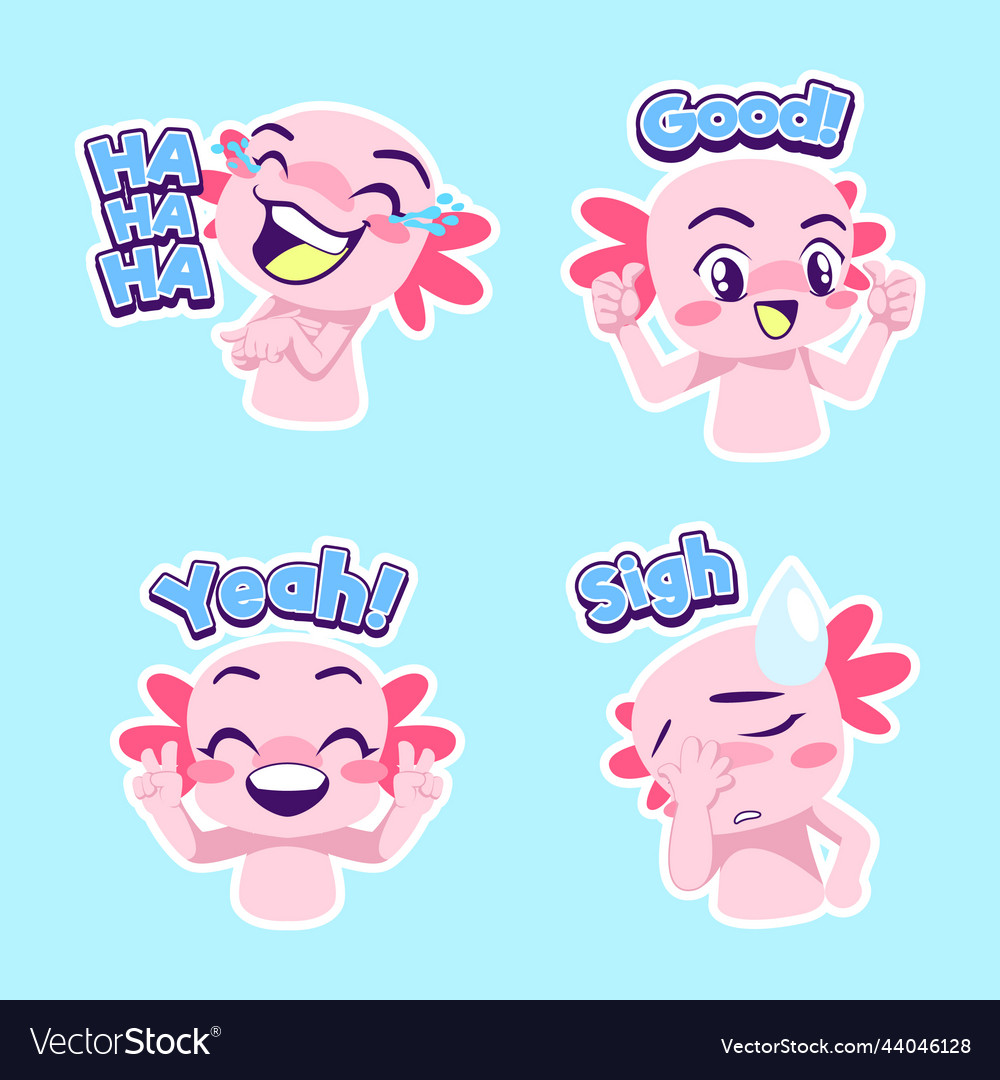 Cute axolotl sticker set