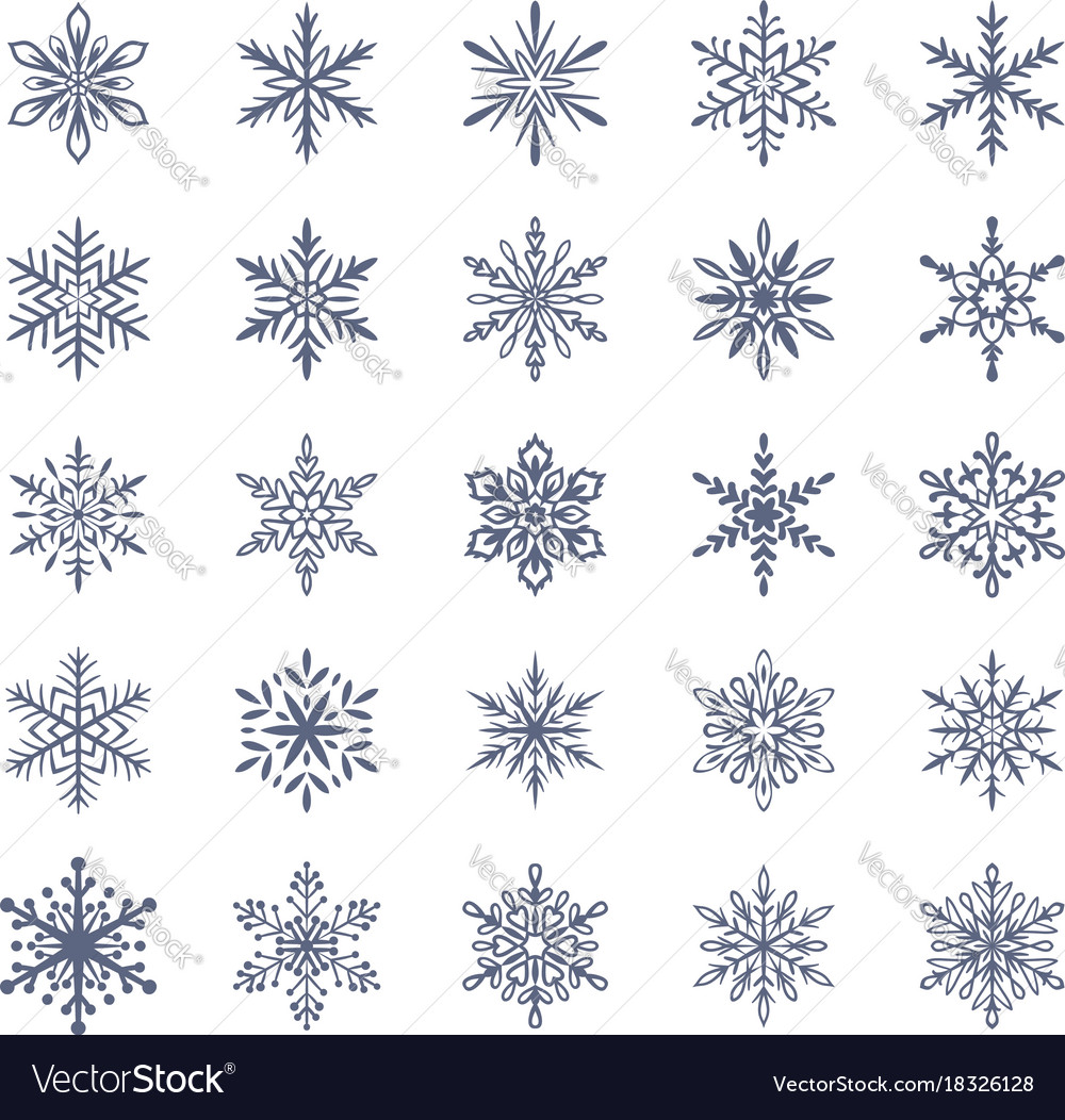 Cute snowflakes collection isolated on white