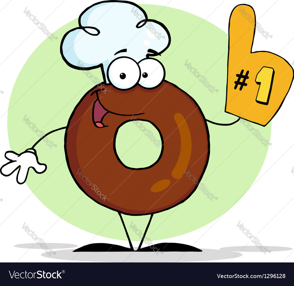 Donut cartoon character number one Royalty Free Vector Image