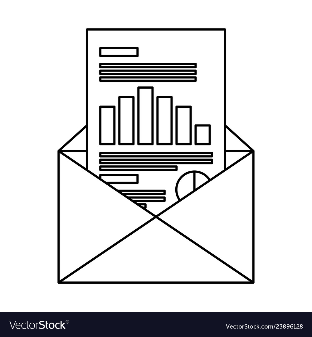 Envelope mail with statistics document vector image Envelope mail with statistics document