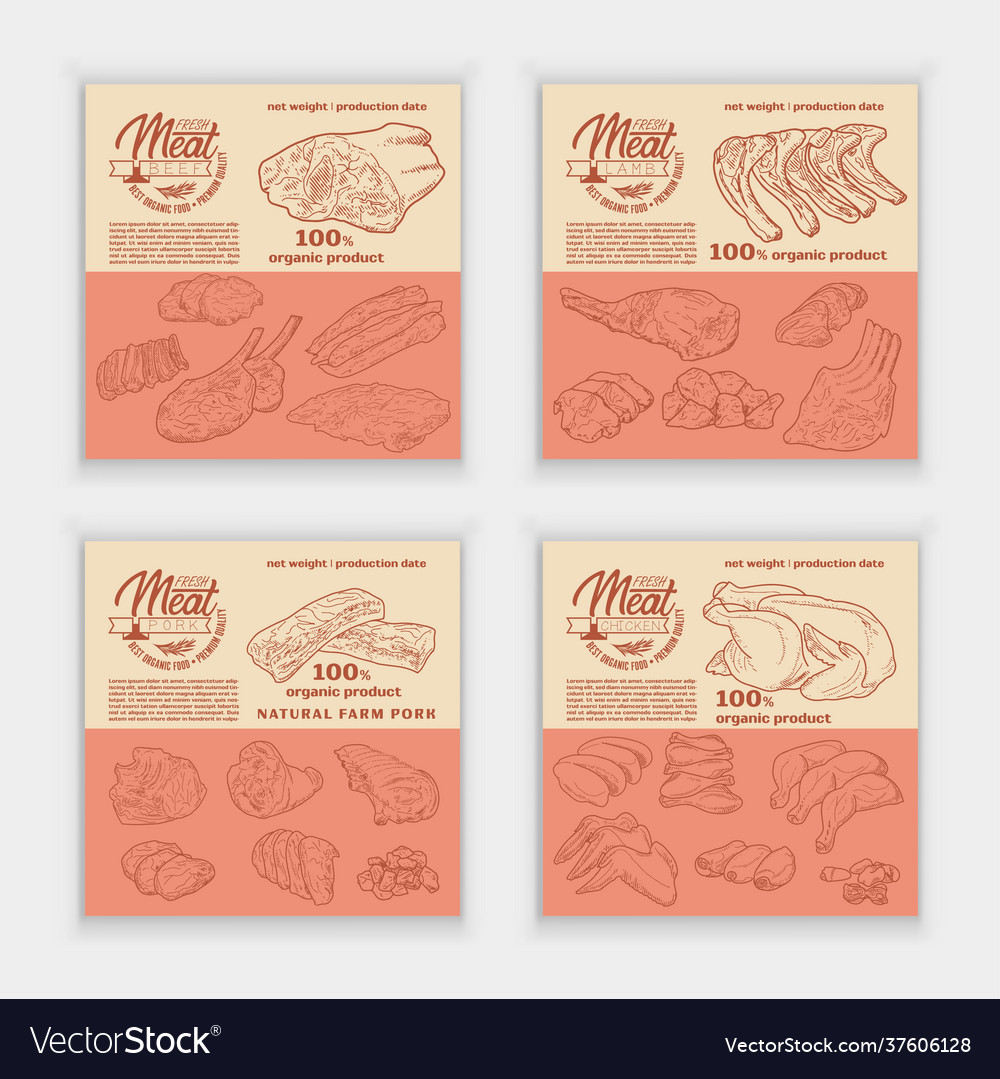 Fresh raw meat engraved design