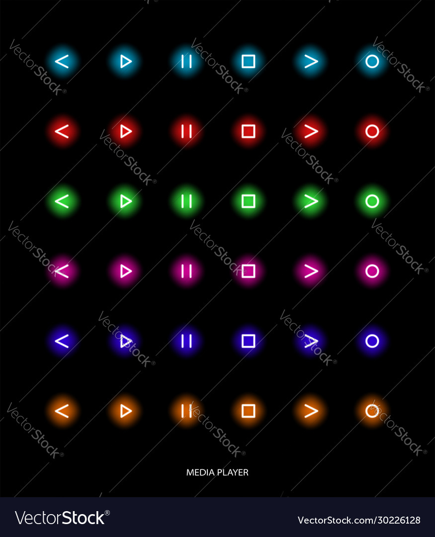 Glowing Media Player Buttons