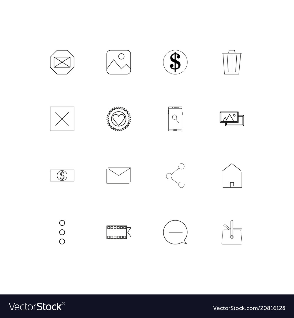 Interface linear thin icons set outlined simple