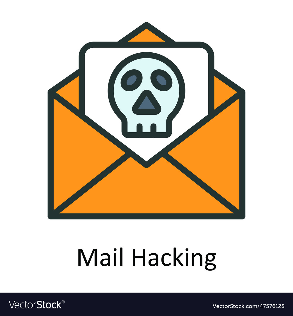 Mail hacking fill outline icon design illus