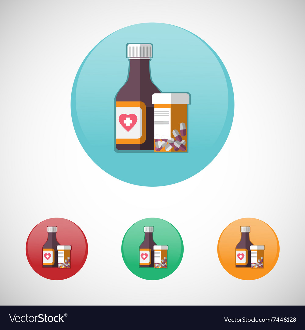 Mixture solution bottles icon set