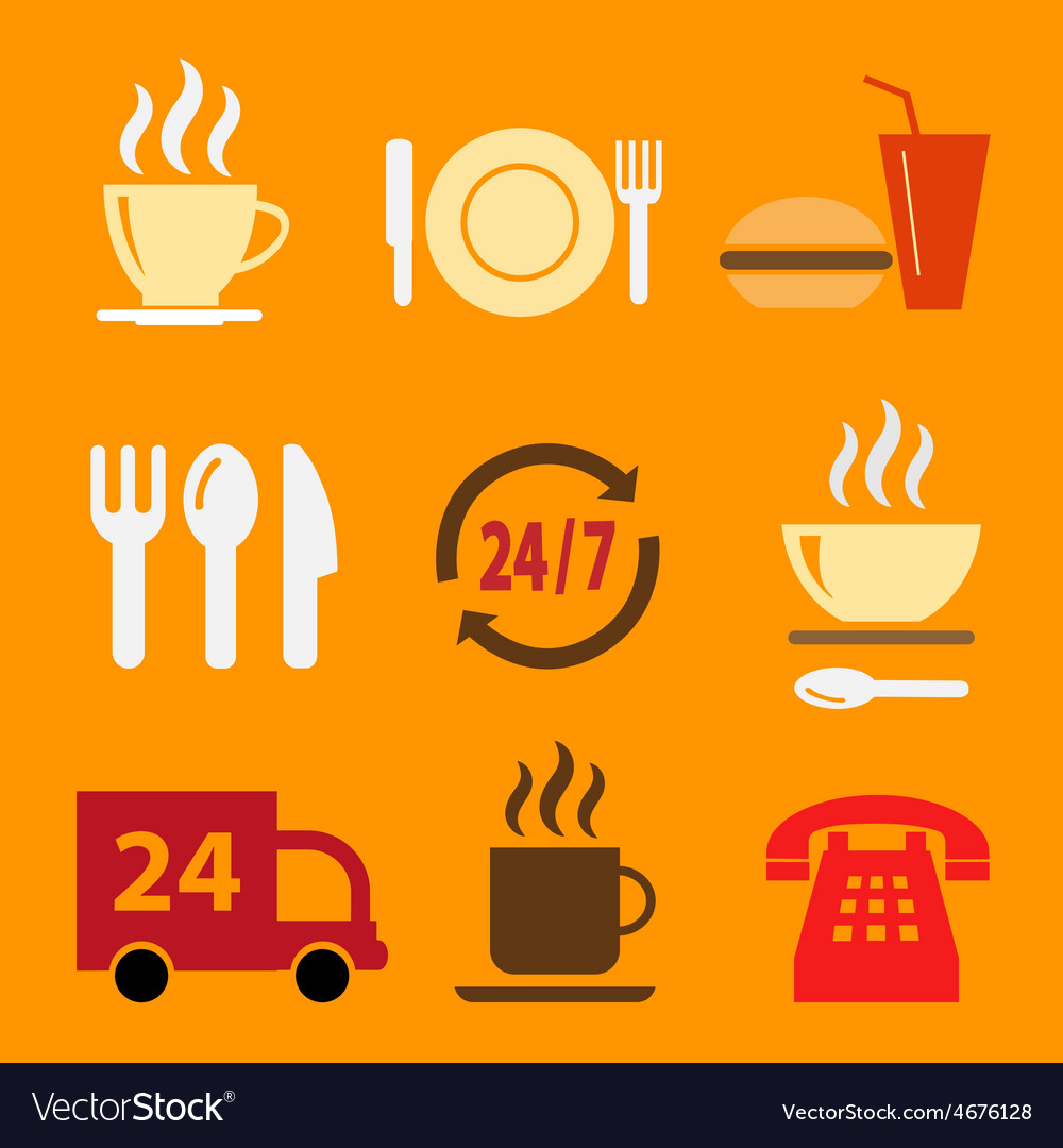 Set of icons with food