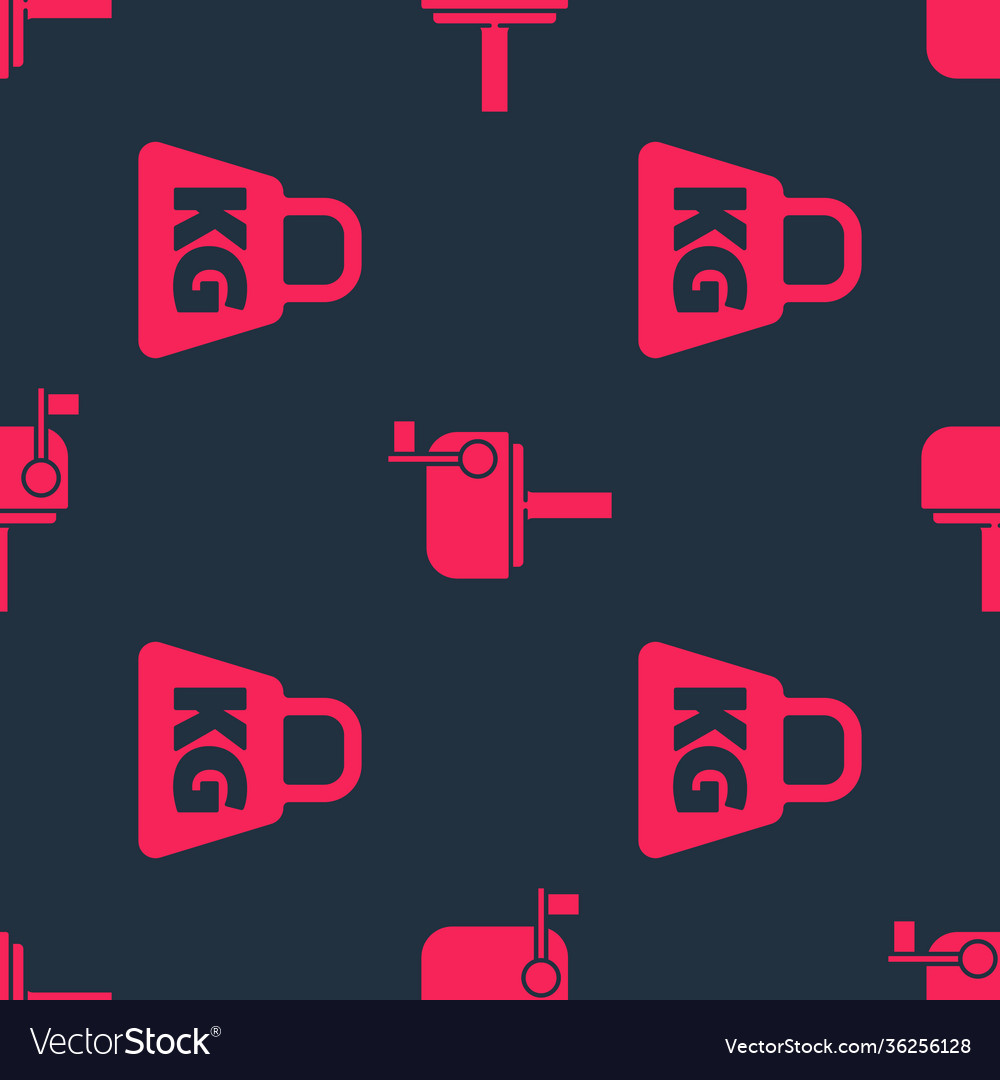 Set weight and mail box on seamless pattern vector image Set weight and mail box on seamless pattern