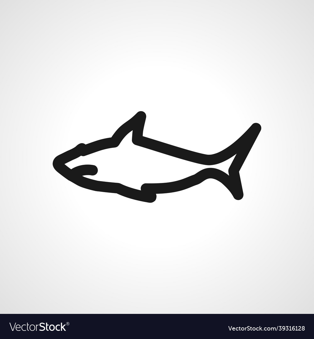 Shark line icon linear outline Vector Image Shark line icon linear outline