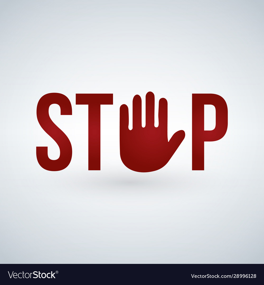 Stop sign with red hand isolated on white Vector Image