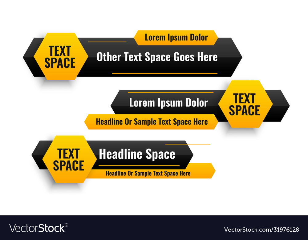 Three hexagonal style lower third banners design